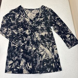 Daisy Fuentes Womens Babydoll Top Y2K  Knotted Boho Country Large 3/4 Sleeve